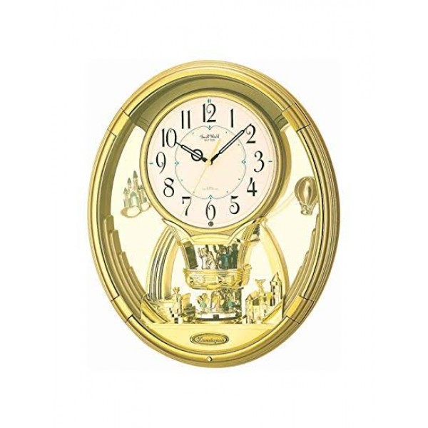 Rhythm (Japan) - 13 "Inch Magic Motion Clocks Wooden Wall Clock- 34.5x41x8.7Cm (Silent Movement, Silent Silky Gold Plastic Case) Rhythm (Japan) - 13 "Inch Magic Motion Clocks Wooden Wall Clock- 34.5x41x8.7Cm (Silent Movement, Silent Silky Gold Plastic Case)
