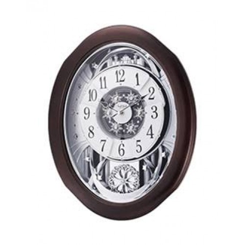 Rhythm (Japan) - 16 "Inch  Magic Motion Clocks Wooden Wall Clock- 43x53x13Cm (Silent Movement, Silent Silky Brown Wooden Case)
