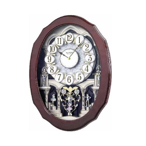 Rhythm (Japan) - 16 "Inch  Magic Motion Clocks Wooden Wall Clock- 42x57x11.5Cm (Silent Movement, Silent Silky Brown Wooden Case)