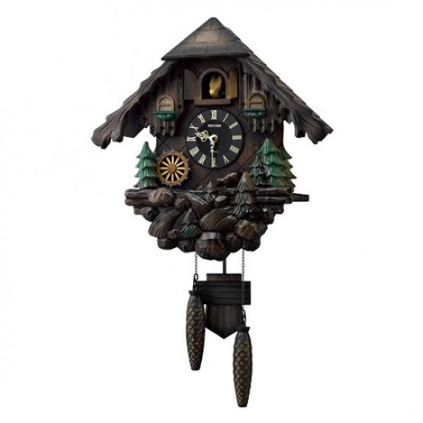 Rhythm(Japan) Auto Night Shut-Off By Sensor Hourly Mechanical Bird Chirping With Door Cuckoo Clock