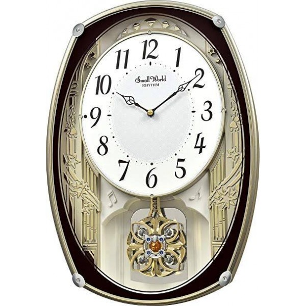 Rhythm (Japan) - 12 "Inch Magic Motion Clocks Wooden Wall Clock- 32x43x7Cm (Silent Movement, Silent Silky Brown Plastic Case) Rhythm (Japan) - 12 "Inch Magic Motion Clocks Wooden Wall Clock- 32x43x7Cm (Silent Movement, Silent Silky Brown Plastic Case)