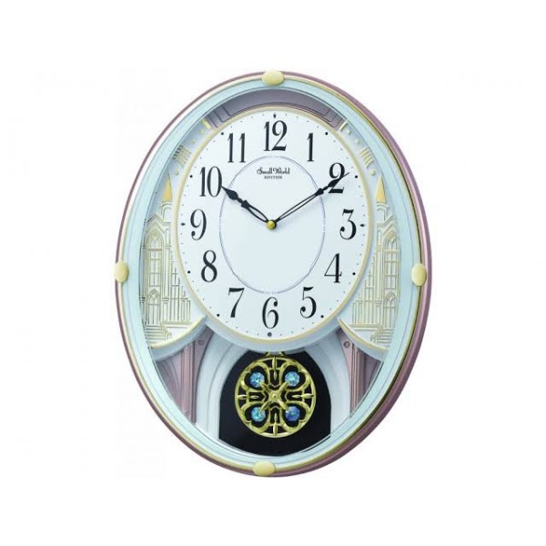 Rhythm (Japan) - 11 "Inch Magic Motion Clocks Wooden Wall Clock- 30.7x39.3x7.3Cm (Silent Movement, Silent Silky Pink Gold Plastic Case) Rhythm (Japan) - 11 "Inch Magic Motion Clocks Wooden Wall Clock- 30.7x39.3x7.3Cm (Silent Movement, Silent Silky Pink Gold Plastic Case)