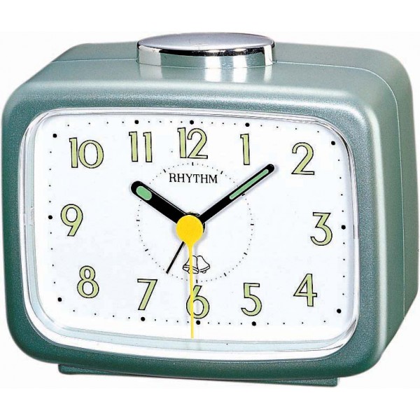 Rhythm Table clock Basic Bell alarm green Green 10.4x8.5x5.6 Cm