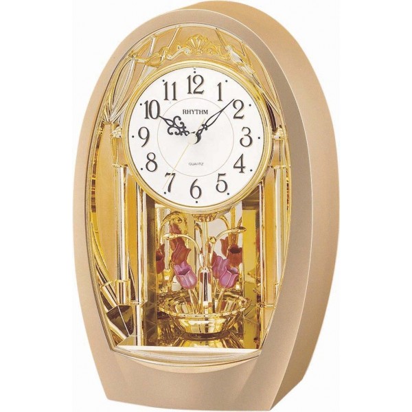Rhythm (Japan) Plastic Contemporary Motion Table Clock Hourly Melody, Rotation Pendulum, Volume Control Switch, Silent Silky Move Plastic Case Analogue Rhythm (Japan) Plastic Contemporary Motion Table Clock Hourly Melody, Rotation Pendulum, Volume Control Switch, Silent Silky Move Plastic Case Analogue