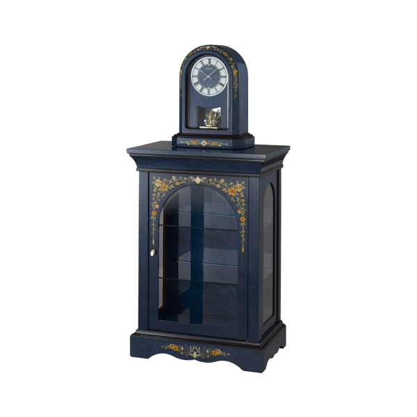 Rhythm (Japan) - 27 "Inch Height High Grade Inlay Table Clock Table Clock - 70x150x45Cm (Silent Movement, Silent Silky Blue Wooden Case)