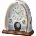 Rhythm (Japan) - 8 "Inch Height High Grade Aritayaki Porcelian Clock Table Clock - 21x21.9x10Cm (Silent Movement, Silent Silky Blue Wooden Case)