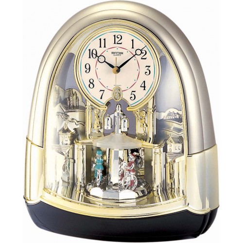 Rhythm(Japan) Gold Plastic Dome Glass Clock