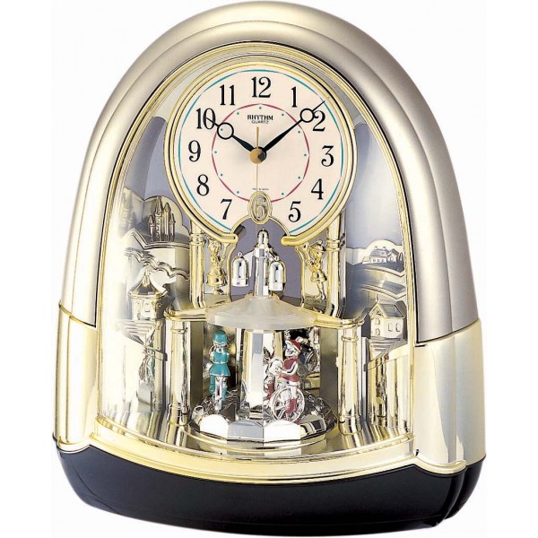 Rhythm(Japan) Gold Plastic Dome Glass Clock Rhythm(Japan) Gold Plastic Dome Glass Clock