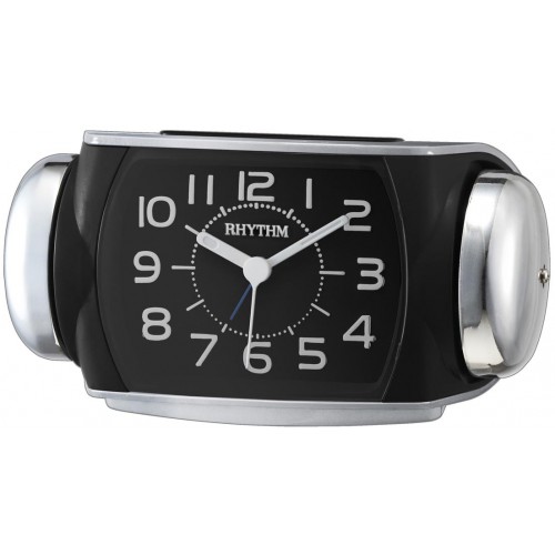 Rhythm black sqaure super silent alarm clocks 10x18x10Cm