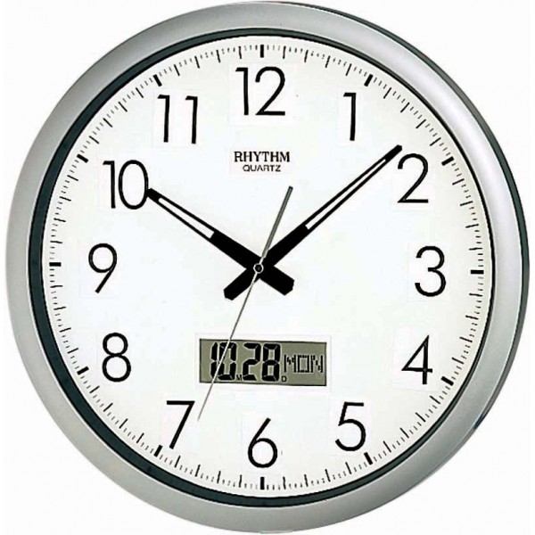 Rhythm Value Added LCD Calendar, Silent Silky Move Wall Clocks
