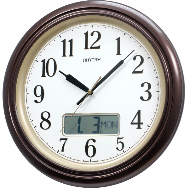 Rhythm Added Wall Clock Brown 