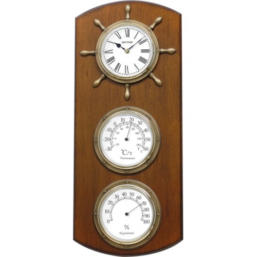 Rhythm Value Added Thermometer hygrometer Wall Clock Brown(20x47x4.2cm)