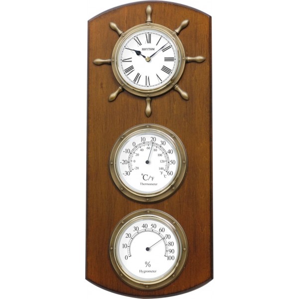 Rhythm Value Added Thermometer hygrometer Wall Clock Brown(20x47x4.2cm) Rhythm Value Added Thermometer hygrometer Wall Clock Brown(20x47x4.2cm)