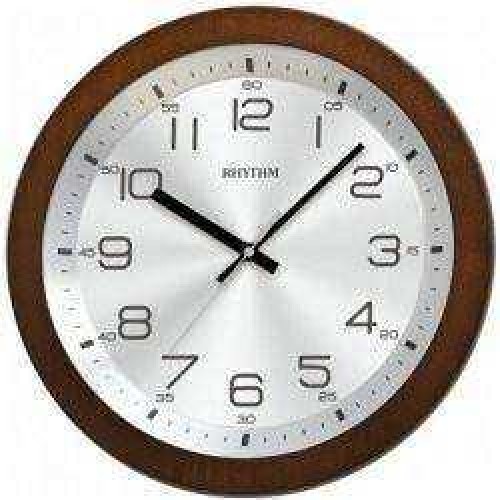 Rhythm (Japan) - 13 "Inch Wooden Wall Clocks Chime Wooden Wall Clock- 34X34X4.6Cm (Silent Movement, Silent Silky Brown Wooden Case)