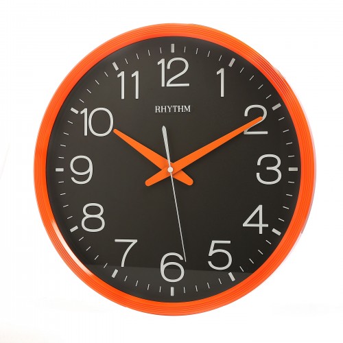 Rhythm (Japan) Plastic Round Clock Value Added Wall Clock 3D Numerals, Silent Silky Move Plastic Case Analogue ⌀36x36x5.0cms
