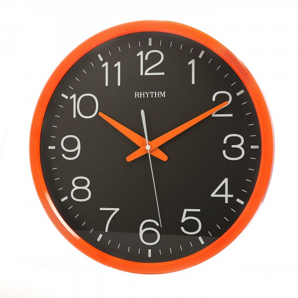 Rhythm (Japan) Plastic Round Clock Value Added Wall Clock 3D Numerals, Silent Silky Move Plastic Case Analogue ⌀36x36x5.0cms