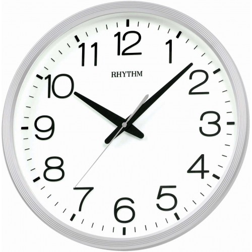 Rhythm(Japan) Basic Wall Clocks 3D NUMERIALS, Silent Silky Move, Injection Color Frame White CASE Battery: AA x 1