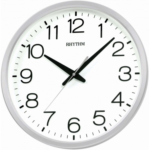 Rhythm(Japan) Basic Wall Clocks 3D NUMERIALS, Silent Silky Move, Injection Color Frame White CASE Battery: AA x 1
