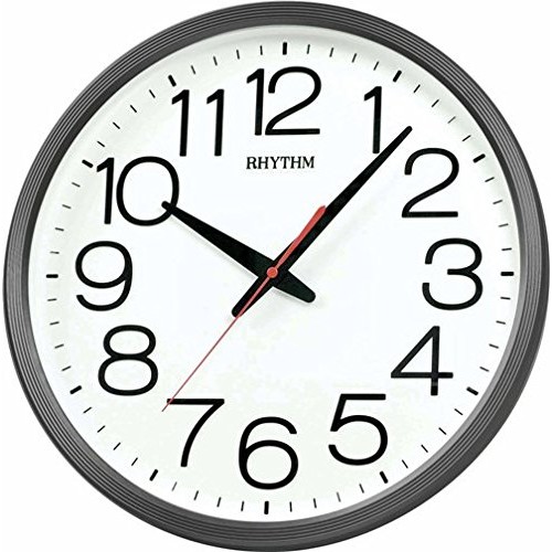 Rhythm (Japan) Plastic Round Clock Value Added Wall Clock 3D Numerals, Silent Silky Move Plastic Case Analogue ⌀36x36x5.0cms