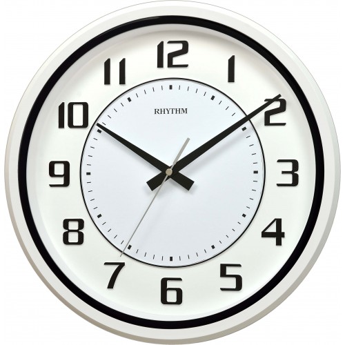 Rhythm Analog 34 cm X 4 cm Wall Clock  (Silver, With Glass)