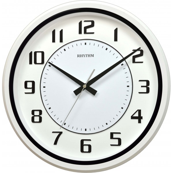 Rhythm Analog 34 cm X 4 cm Wall Clock  (Silver, With Glass)