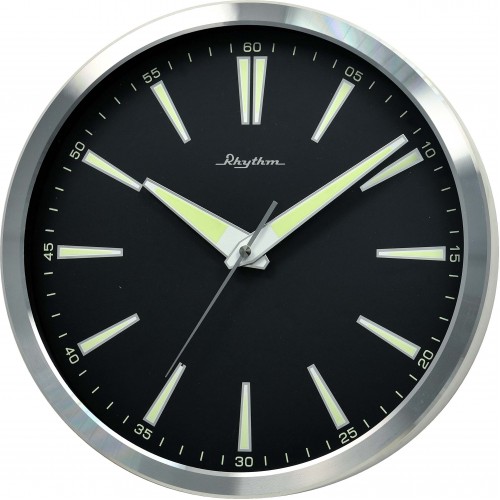 Rhythm Analog 30.3 cm X 4.2 cm Wall Clock  (Silver, With Glass)