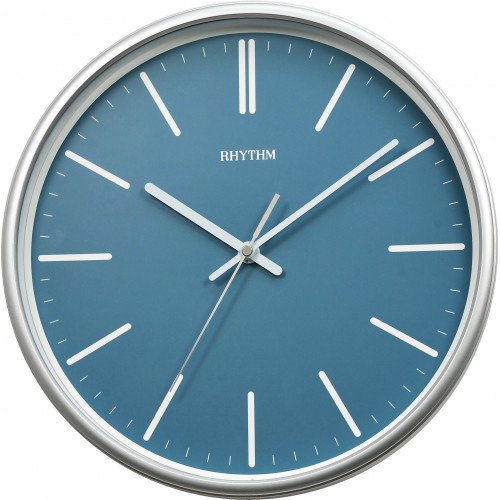 Rhythm (Japan) Blue Plastic Round Silent Silky Move, Quartz Movement, Pearl Printing Pial Blue Case/Plastic Case Analogue ⌀31x31x5cms