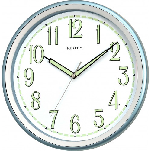 Rhythm (Japan) Blue Plastic Round Super Luminous, Silent Silky Move, Quartz Movement, Pearl Printing Pial Blue Case/Plastic Case Analogue ⌀32x32x5cms