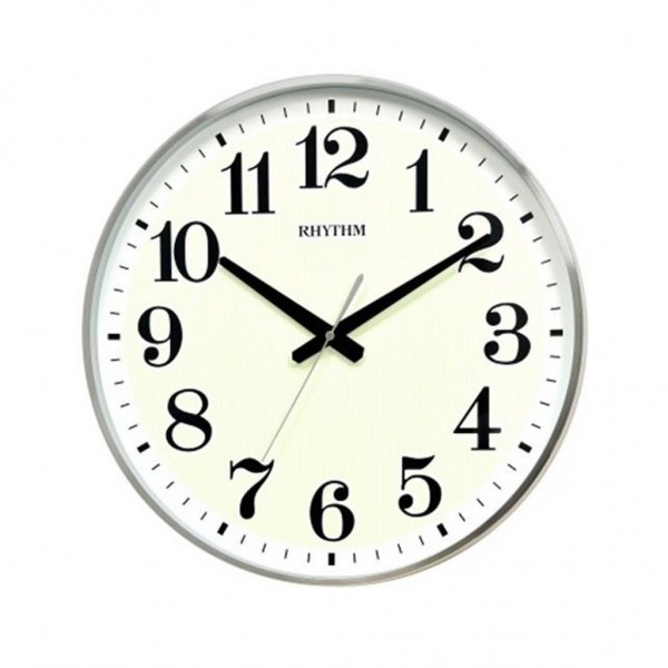 Rhythm (Japan) Silver Metal Round Clock Numerals Dial Metal Case Analogue ⌀40x40x4.8cms