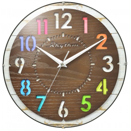 Rhythm (Japan) Wooden Wall Cock Laser Cutting dial Battery