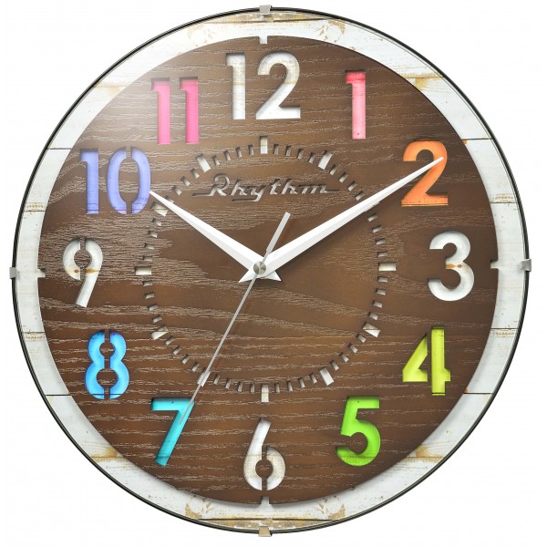 Rhythm (Japan) Wooden Wall Cock Laser Cutting dial Battery