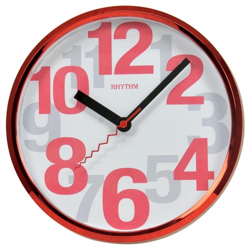 Rhythm(Japan) Red Plastic Silent Silky Move Clocks