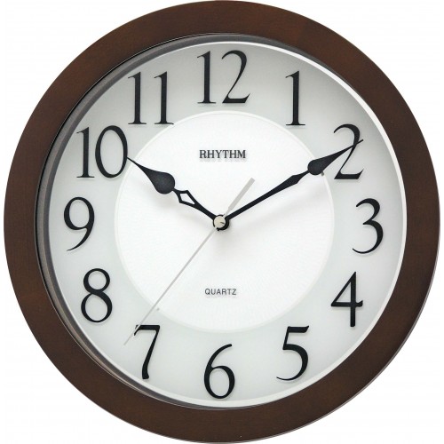 Rhythm Analog Wall Clock  (Brown, Without Glass)