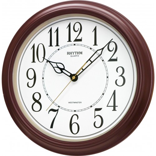 Rhythm Westminster Chime and Striking Value Added 14 inch Wall Clock, Westminster Clock, Musical Clock, Official Clock, Alarm Clock, Step Movement Clock, Home Décorative Clock, Hotel, Bedroom Clock.   