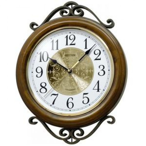 Rhythm (Japan) - 11 "Inch SIP(Sound In Place) Wall Clocks Wooden Wall Clock- 29.2x34.3x4.45Cm (Silent Movement, Silent Silky Brown Wooden Case)