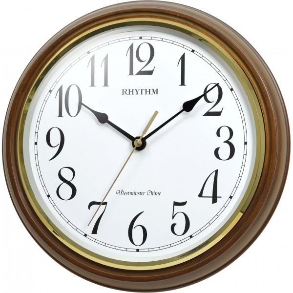 Rhythm (Japan) - 10 "Inch SIP(Sound In Place) Wall Clocks Wooden Wall Clock- 27.5x27.5x6.7Cm (Silent Movement, Silent Silky Brown Wooden Case) Rhythm (Japan) - 10 "Inch SIP(Sound In Place) Wall Clocks Wooden Wall Clock- 27.5x27.5x6.7Cm (Silent Movement, Silent Silky Brown Wooden Case)