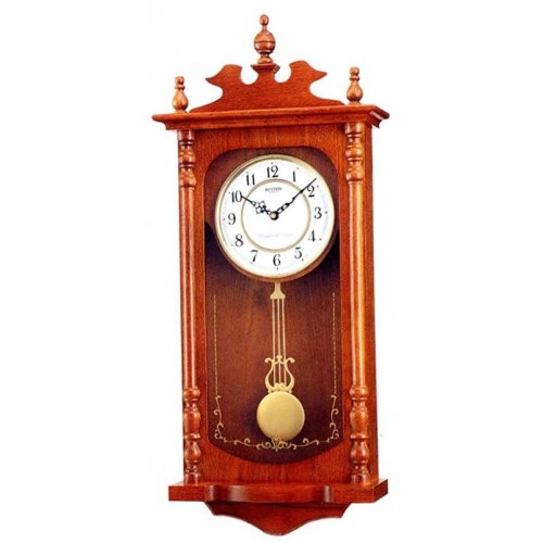 Rhythm (Japan) - 12 "Inch Height SIP(Sound In Place) Wall Clocks Wooden Wall Clock- 32.5x75x12.2Cm (Silent Movement, Silent Silky Brown Wooden Case)