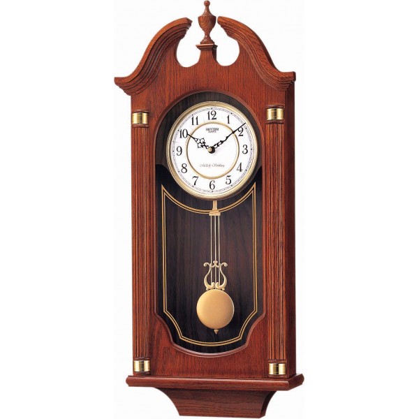 Rhythm Wooden Wall Clock Chime Brown 34.0x74.0x11.4cm