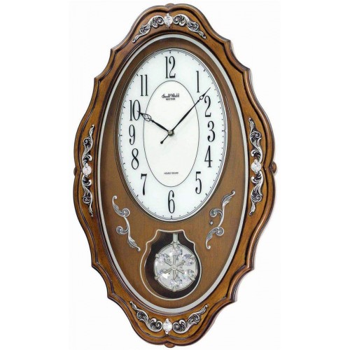 Rhythm (Japan) - 14 "Inch Height Comfort Swing Pendulum Wooden Wall Clock- 36x58x11Cm (Silent Movement, Silent Silky Brown Wooden Case)