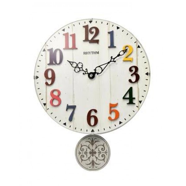 Rhythm (Japan) - 11 "Inch Wooden Wall Clocks Chime Wooden Wall Clock- 30x38.7x6.2Cm (Silent Movement, Silent Silky White Wooden Case)