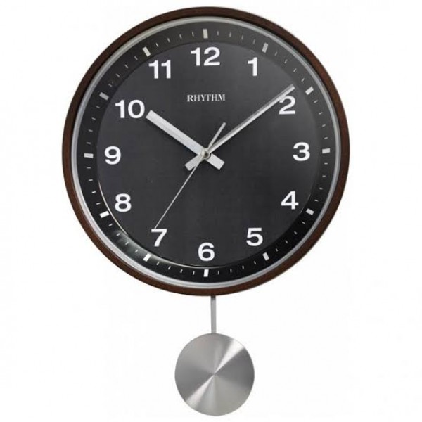 Rhythm (Japan) - 12 "Inch Wooden Wall Clocks Chime Wooden Wall Clock- 31.5x44.8x7Cm (Silent Movement, Silent Silky Black Wooden Case)
