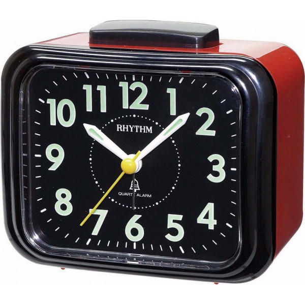 Rhythm(Japan) Red Plastic Imported Basic Bell Alarm Clocks