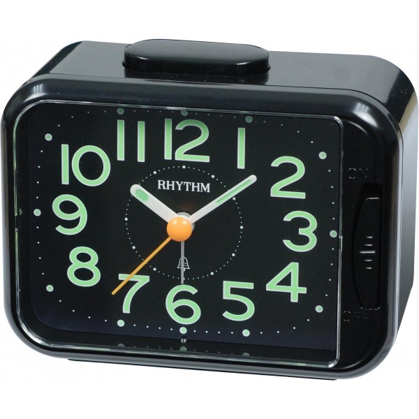 Rhythm Super Silent Alarm Clock Black 12.6x10.1x6.0cm
