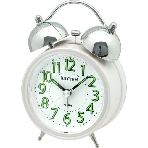 Rhythm (Japan) Plastic Clock Value Added Bell/Beep Alarm Table Clock, Numerals Dial, Plastic Case Analogue 8x12x5cms