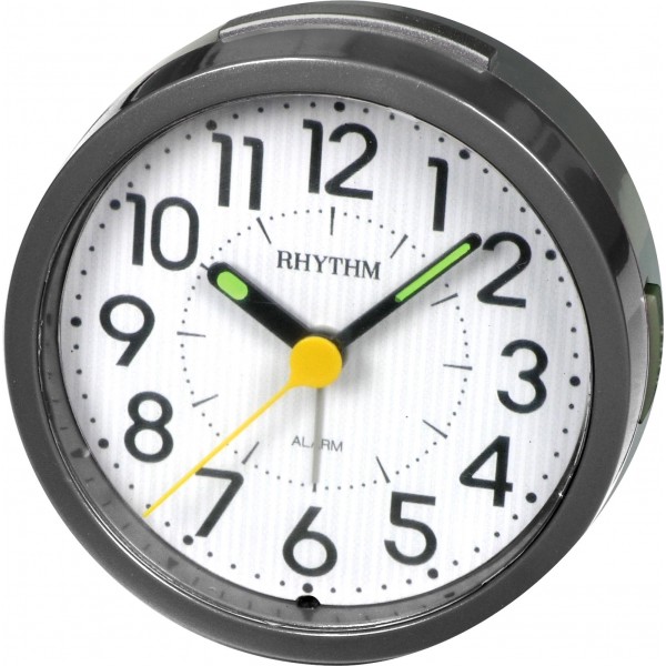 Rhythm Super Silent Alarm Clock 4 Steps Increasing Beep,Snooze,Light,Super Silent Move,Radium Analog (9.2x9.2x5.0cm)