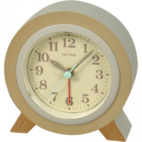 Rhythm Wooden Table Clock Beep Alarm Analog Brown 9.2x9.4x3.7cm