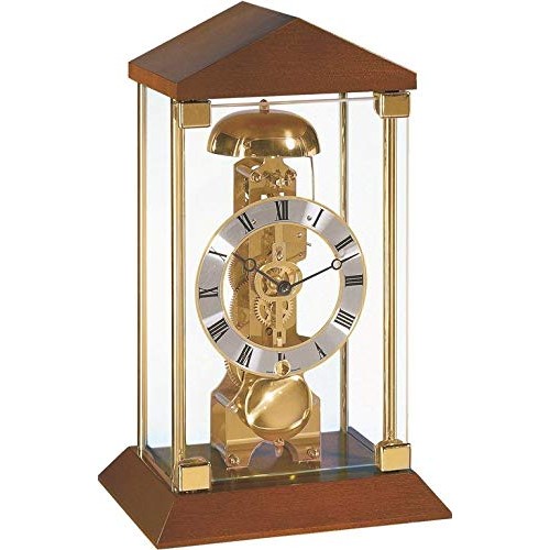 Rhythm (Japan) - 7 "Inch Height High Grade Mechanical Clocks Table Clock- 18.5x30x15Cm (Silent Movement, Silent Silky Brown Wooden Case)