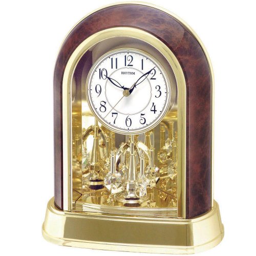 Rhythm (Japan) Plastic Contemporary Motion Table Clock, Rotation Pendulum, Woodgrain Case/Plastic Case Analogue Dimension- 22x26x12cms