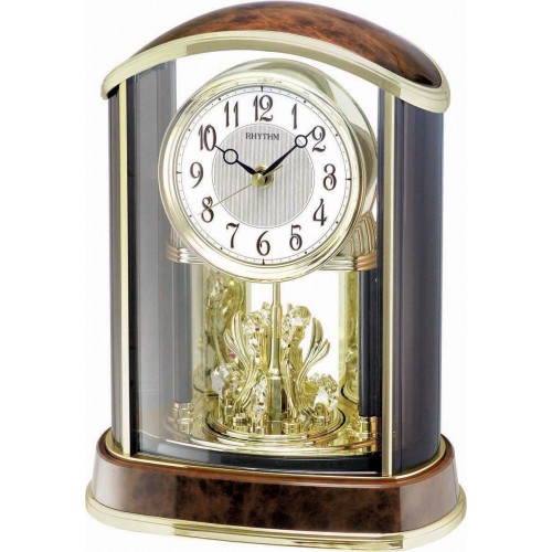 Rhythm(Japan) One Direction Rotating Pendulum Woodgrain Contemporary Motion Anniversary Clock 22.8x29.5x13.4cm
