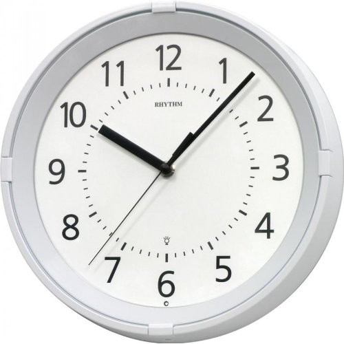 Rhythm(Japan) Auto Light On In The Dark In The Sensor Wall Clock Plastic Case / White Case  Dimension- 28.0x28x5.0cm